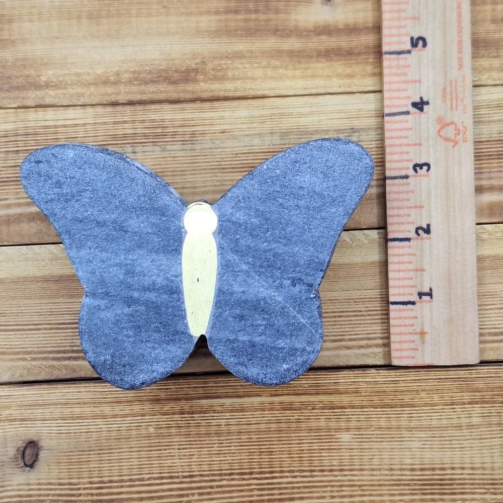 Coasters (4) Marble Brass Inlay Butterflies Natural Stone‎ MCM Natural Stone